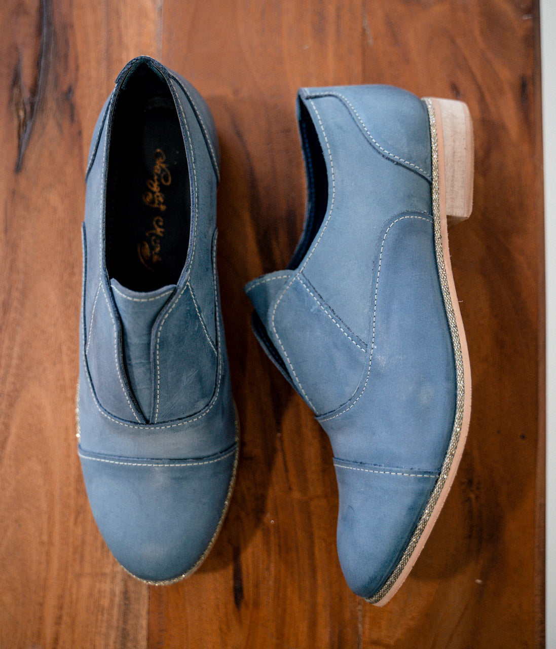 Blue Slip Knot Loafer Shoes Premium Casual Everyday Comfort Naughty Monkey